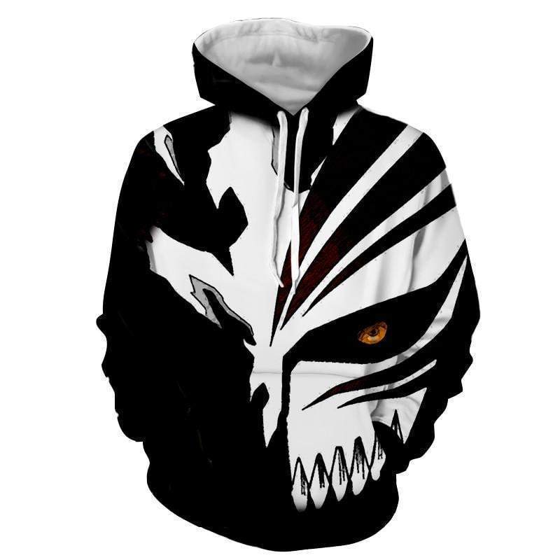 Black and White Hollow Mask Bleach 3D Printed Hoodie