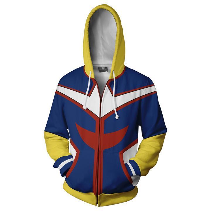 My Hero Academia Hoodies - Cosplay Boku No Hero All Might Zip Up Hoodie
