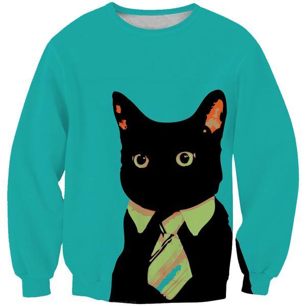 Business Cat Hoodies - Black Cat Pullover Hoodie