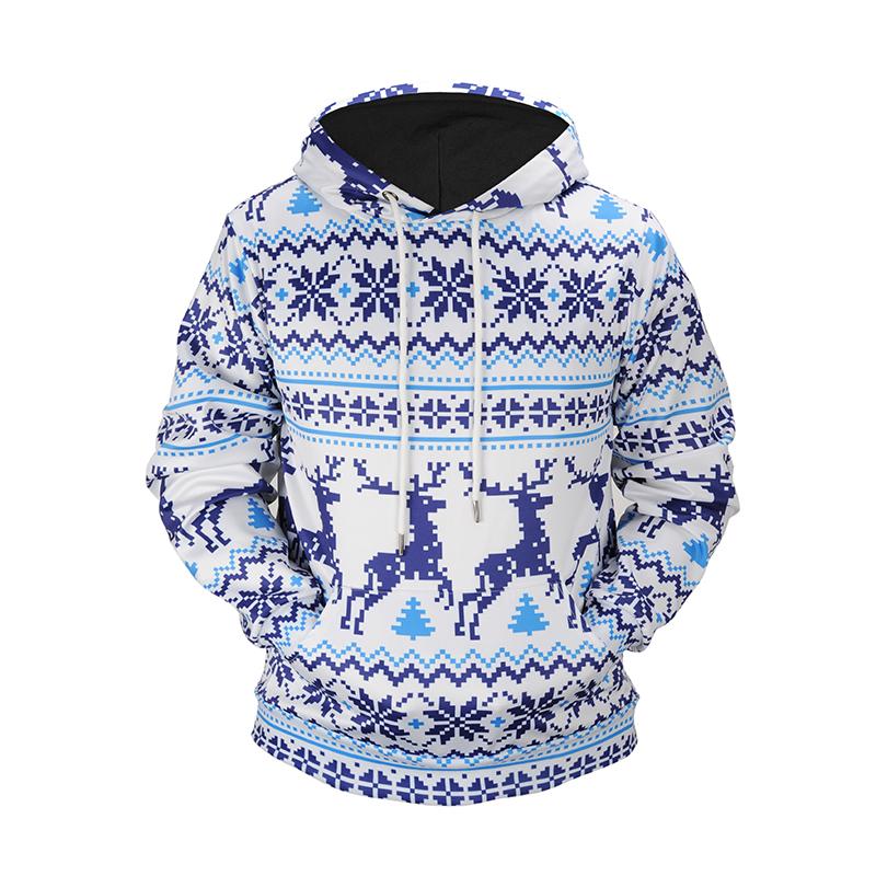 Christmas Hoodies - Christmas Snowflake Deer Striped Icon Cute 3D Hoodie