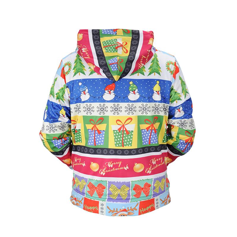 Christmas Hoodies - Christmas Snowman Tree Striped Pattern Cute 3D Hoodie