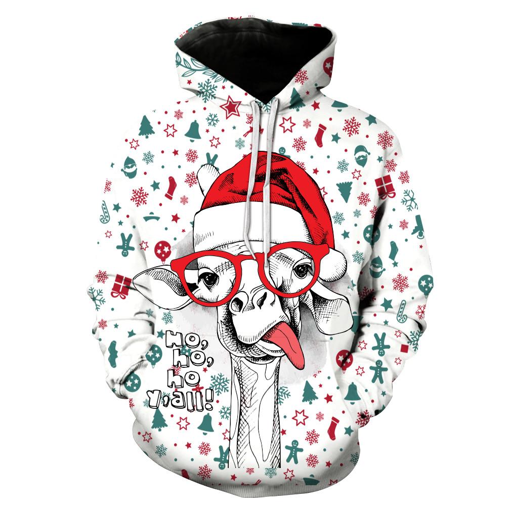 Christmas Hoodies - Glasses Deer and Cat 3D Hoodie