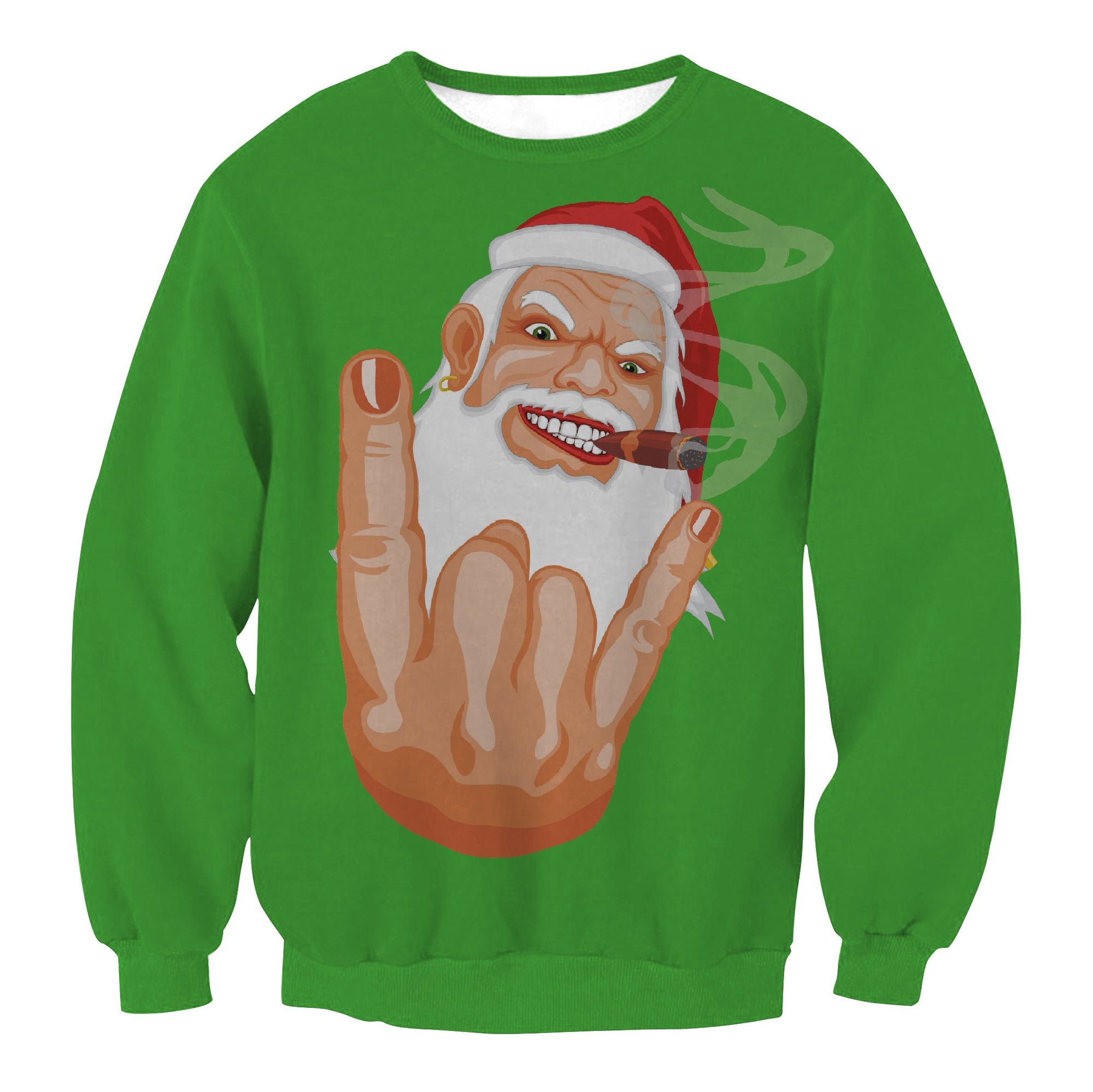 Christmas Sweatshirts - Funny Santa Icon Cool Green 3D Sweatshirt