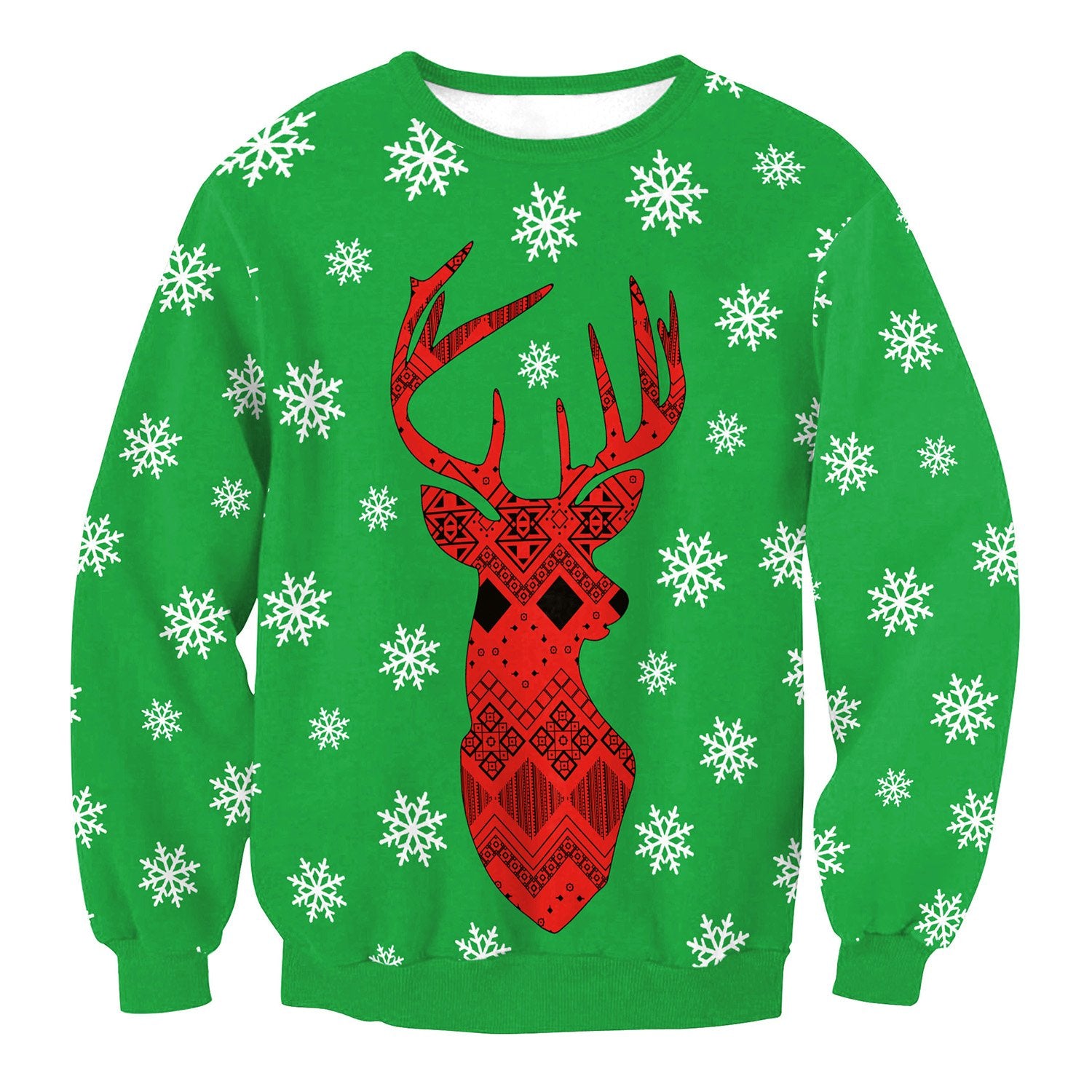 Christmas Sweatshirts - Red Christmas Deer Icon Super Cool 3D Sweatshirt