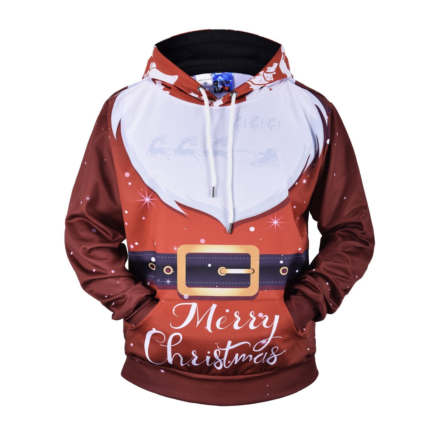 Christmas Hoodies - Happy Santa Claus Cosplay  Icon Super Cute Red 3D Hoodie
