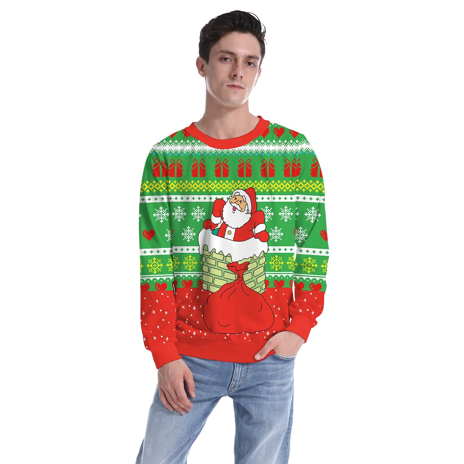 Christmas Sweatshirts - Happy Santa Claus Gift Icon Cute 3D Sweatshirt