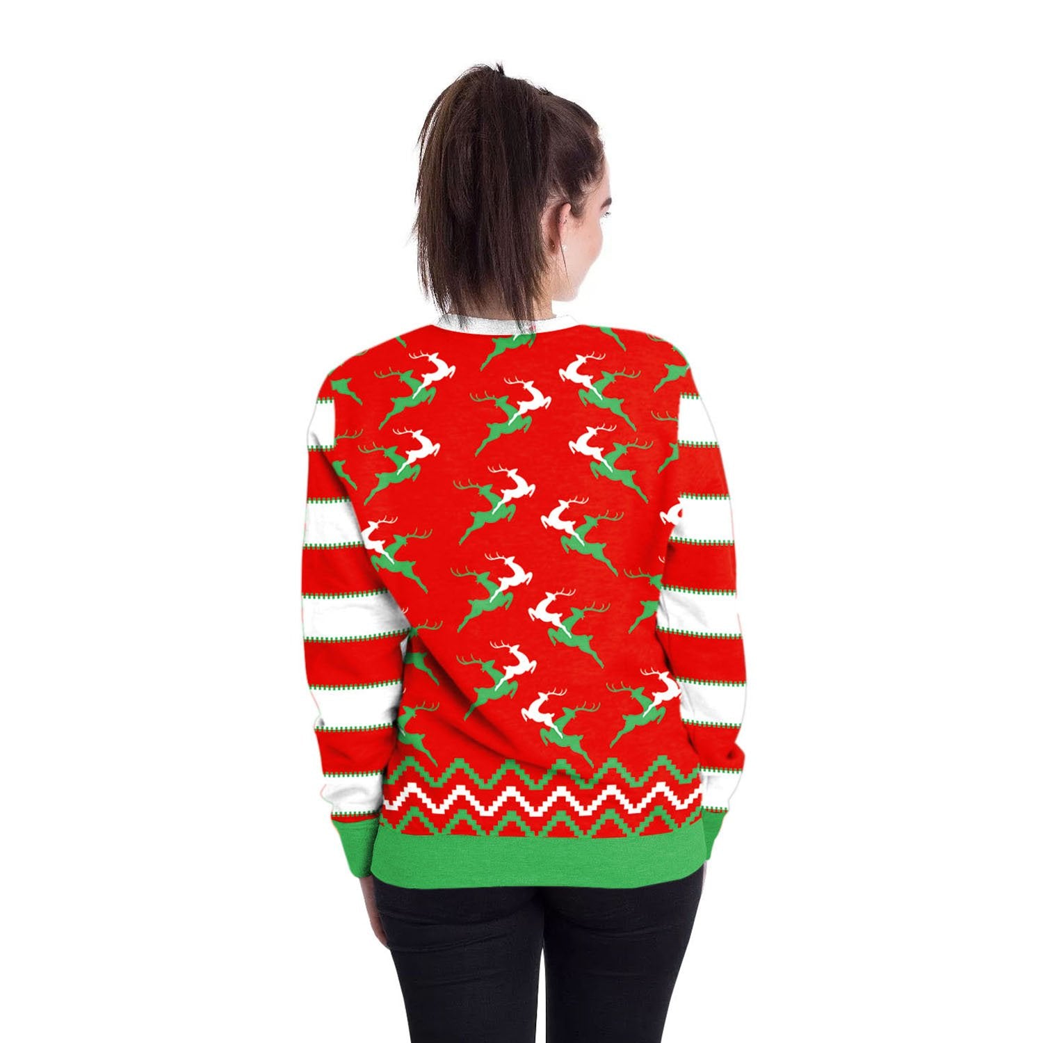 Christmas Sweatshirts - Super Cute Cartoon Deer Icon Red 3D Sweatshirt