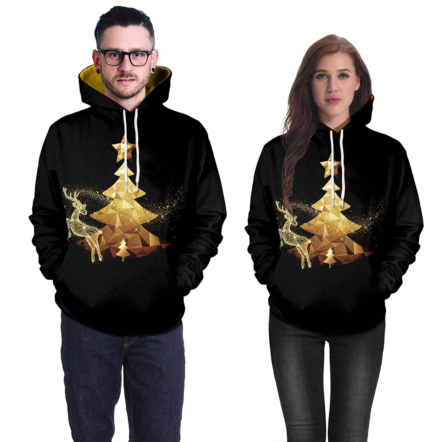 Christmas Hoodies - Gold Christmas Tree 3D Hoodie