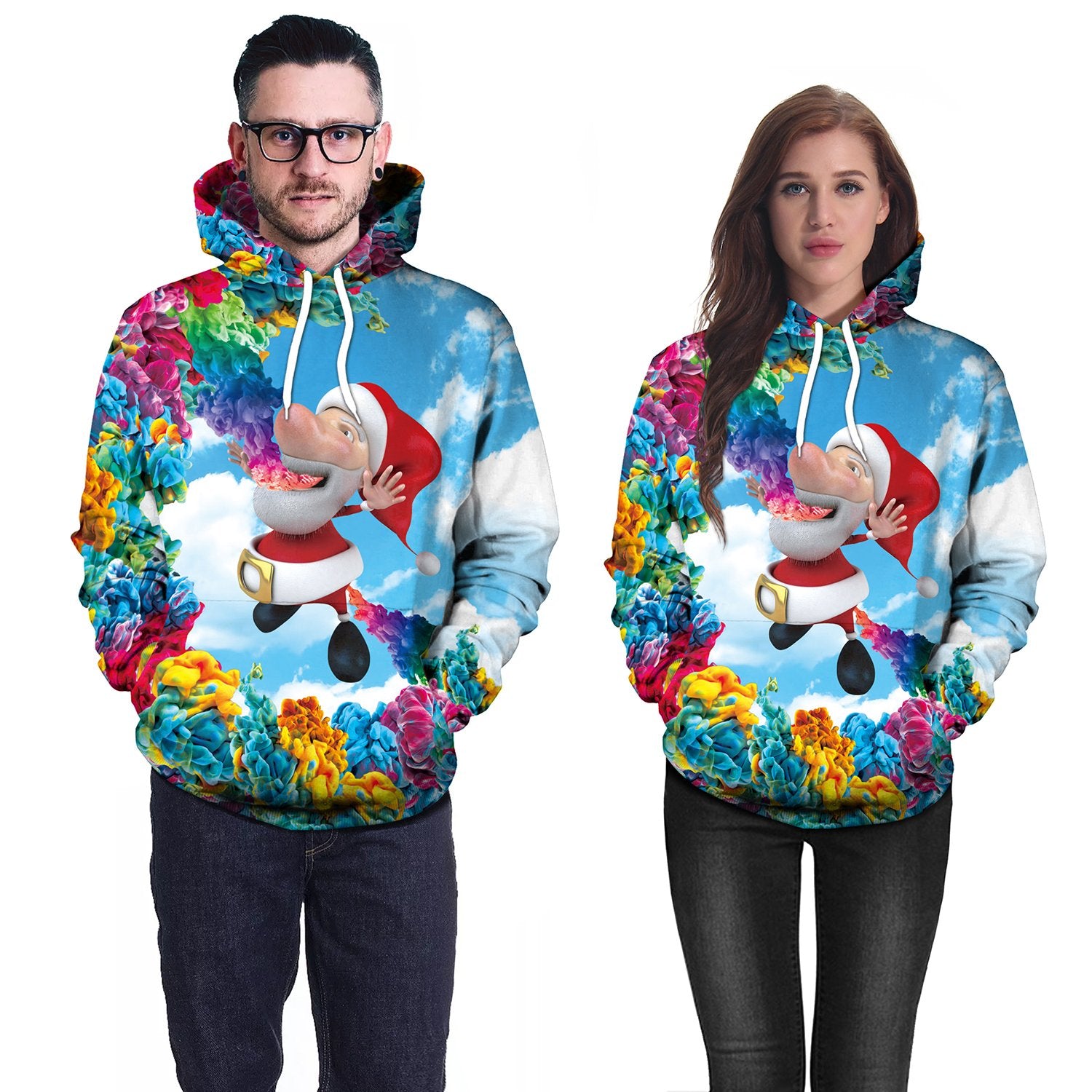 Christmas Hoodies - Cute Santa Multi-Color 3D Hoodie