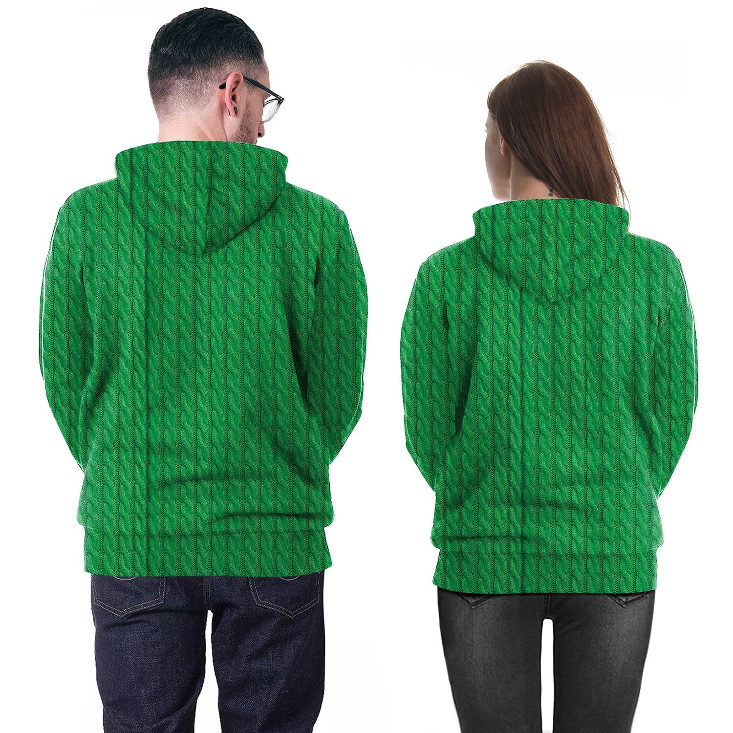 Christmas Hoodies - Green Glasses Deer 3D Hoodie