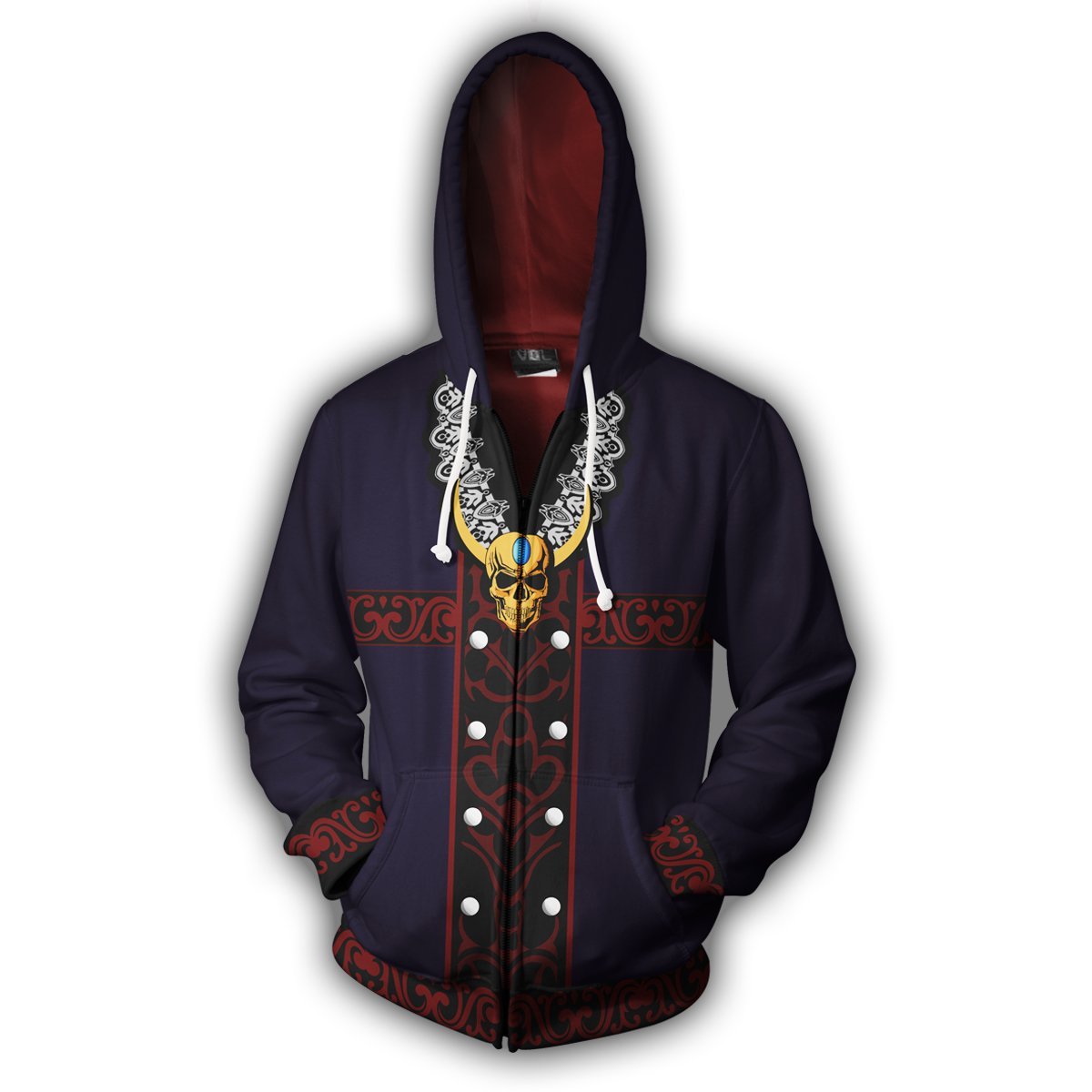 Devil May Cry Sparda Hoodies - Zip Up Navy Blue Hoodie