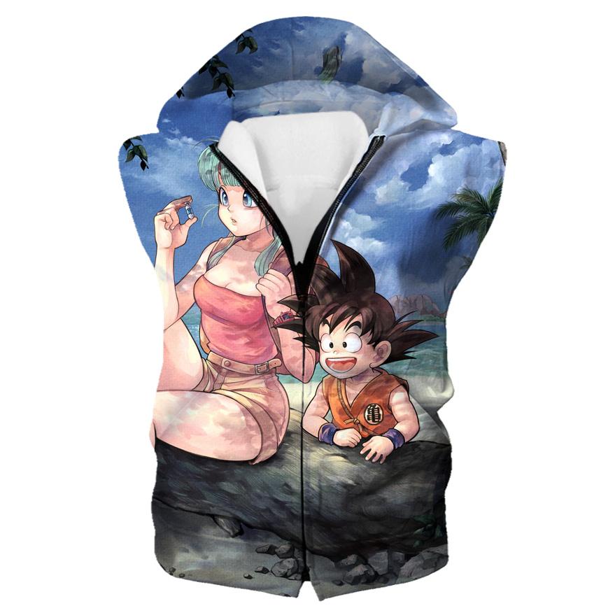 Dragon Ball Z Kid Goku and Bulma Hoodie - Blue Pullover Hoodie