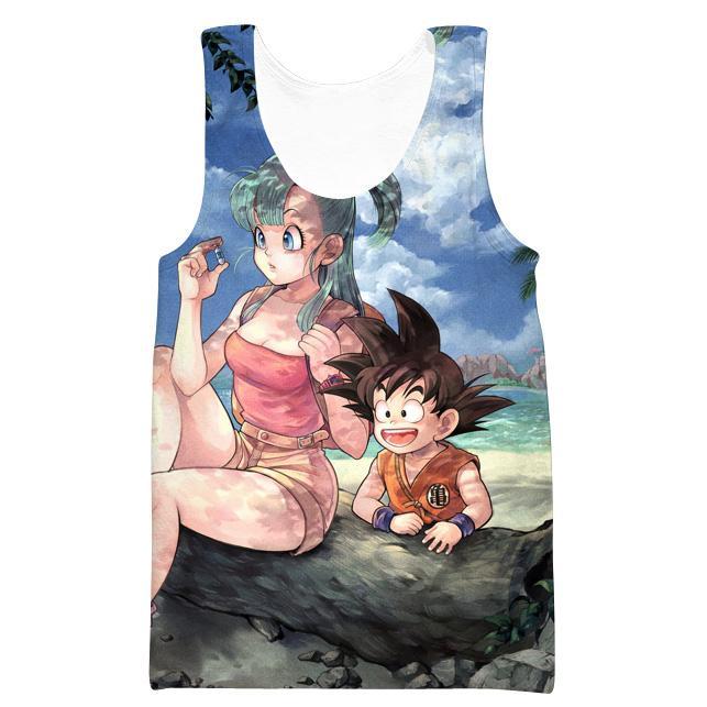 Dragon Ball Z Kid Goku and Bulma Hoodie - Blue Pullover Hoodie