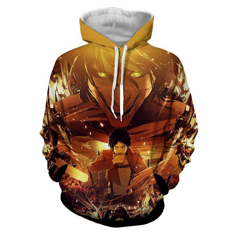 Attack On Titan Eren Orange 3D Printed Hoodie
