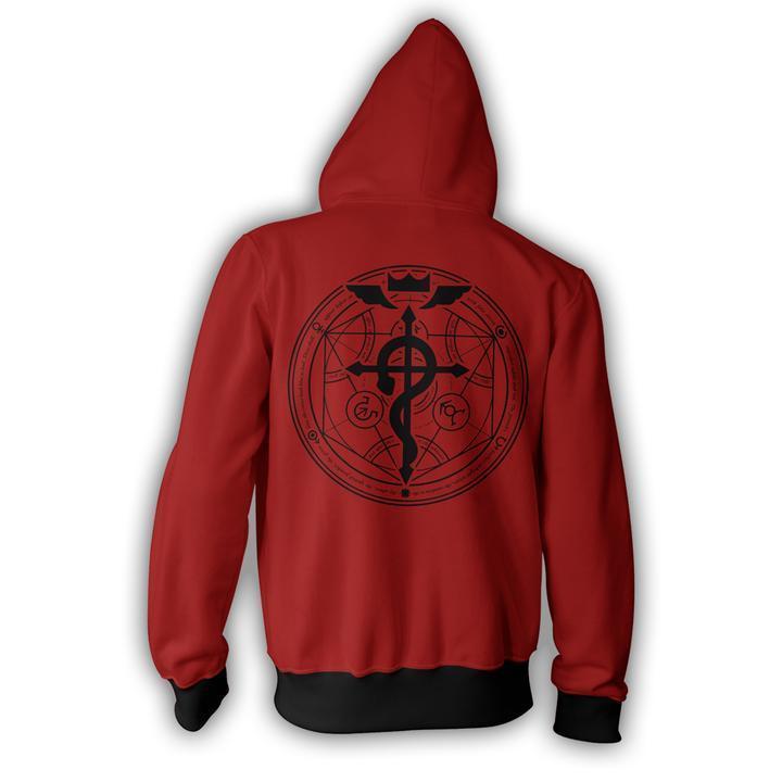 Fullmetal Alchemist Edward Elric Hoodies Zip Up Red Hoodie