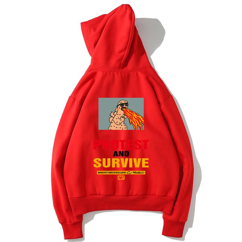 Hip Hop Fleece Hoodies - Solid Color Hip Hop Series Funny Charizard Super Cool Fleece Hoodie