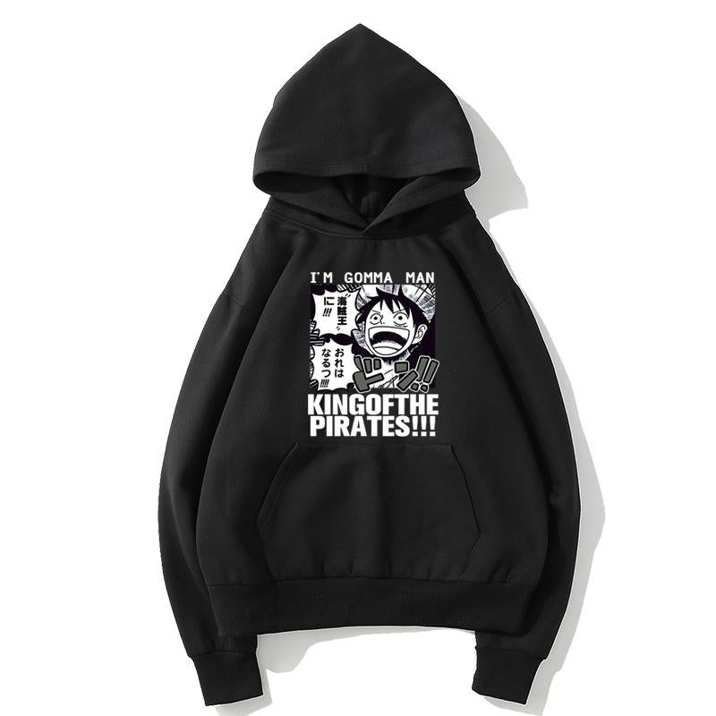 One Piece Fleece Hoodies - Solid Color One Piece Anime Series One Piece Icon Super Cool Fleece Hoodie