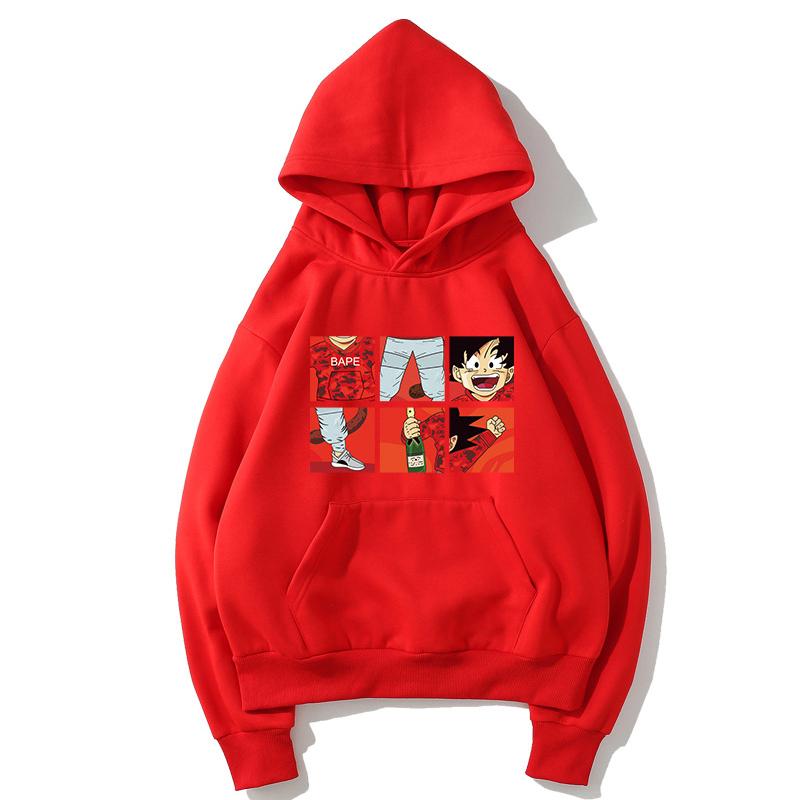 Dragon Ball Fleece Hoodies - Solid Color Dragon Ball Series Anime Cartoon Cute Fleece Hoodie