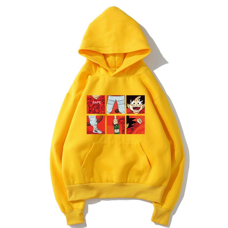 Dragon Ball Fleece Hoodies - Solid Color Dragon Ball Series Anime Cartoon Cute Fleece Hoodie