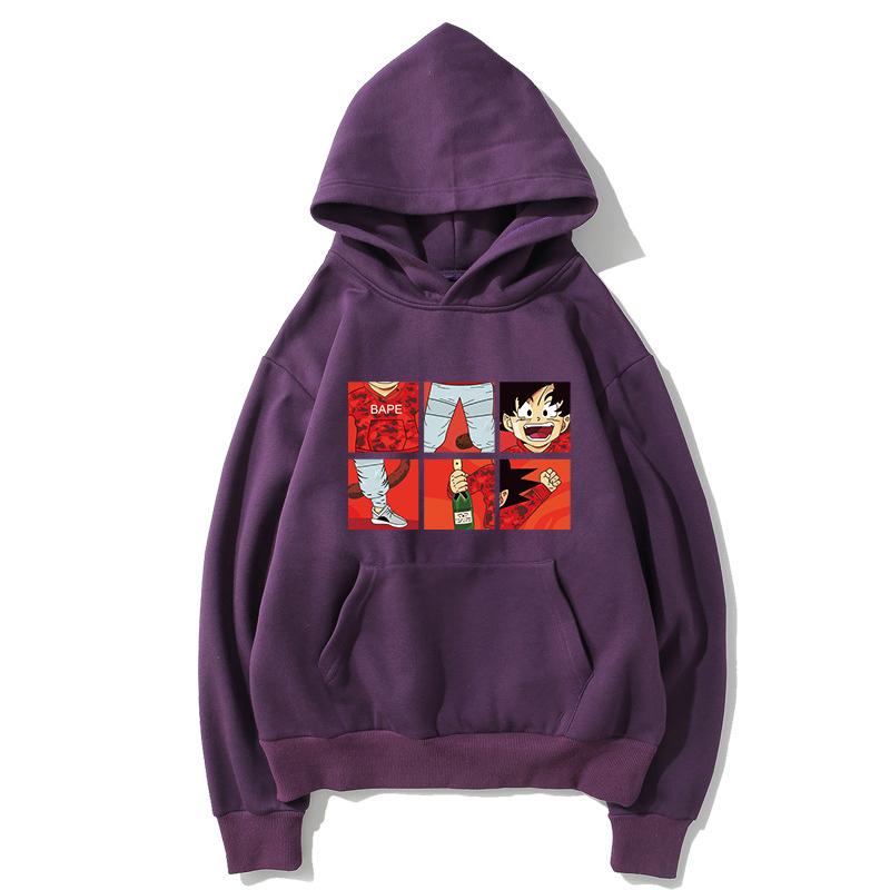 Dragon Ball Fleece Hoodies - Solid Color Dragon Ball Series Anime Cartoon Cute Fleece Hoodie