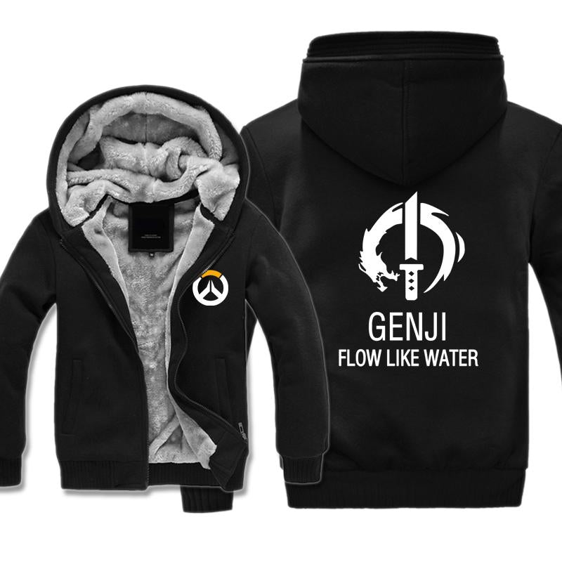 Overwatch Genji Jacket - Zip Up Fleece Black Jackets