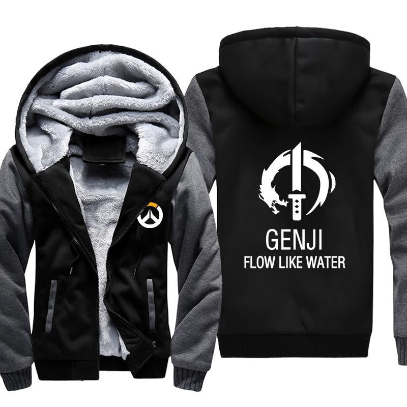 Overwatch Genji Jacket - Zip Up Fleece Black Jackets