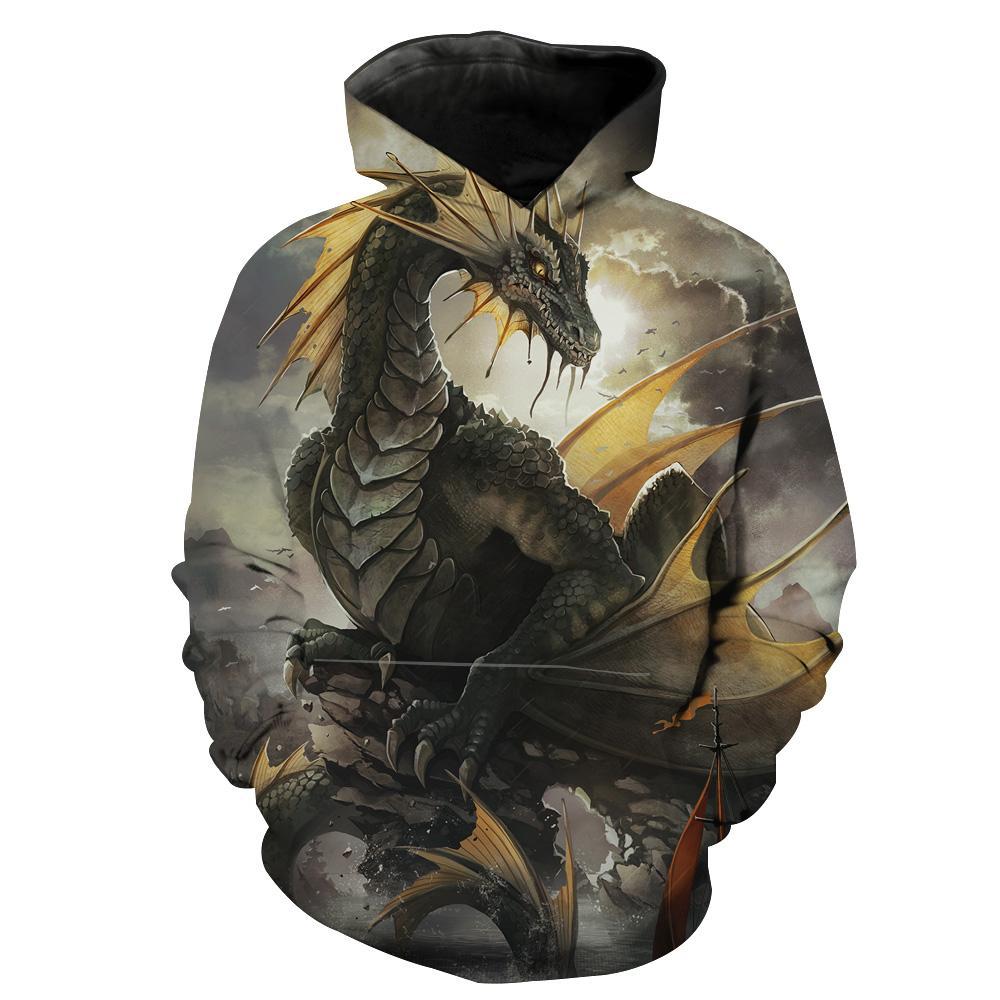 Dragon Hoodies - Green Dragon Fantasy Hoodie