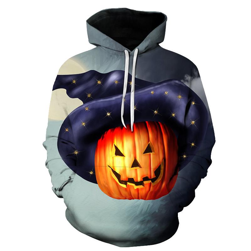 Halloween Pumpkin Lamp 3D Printed Hoodie-Blue