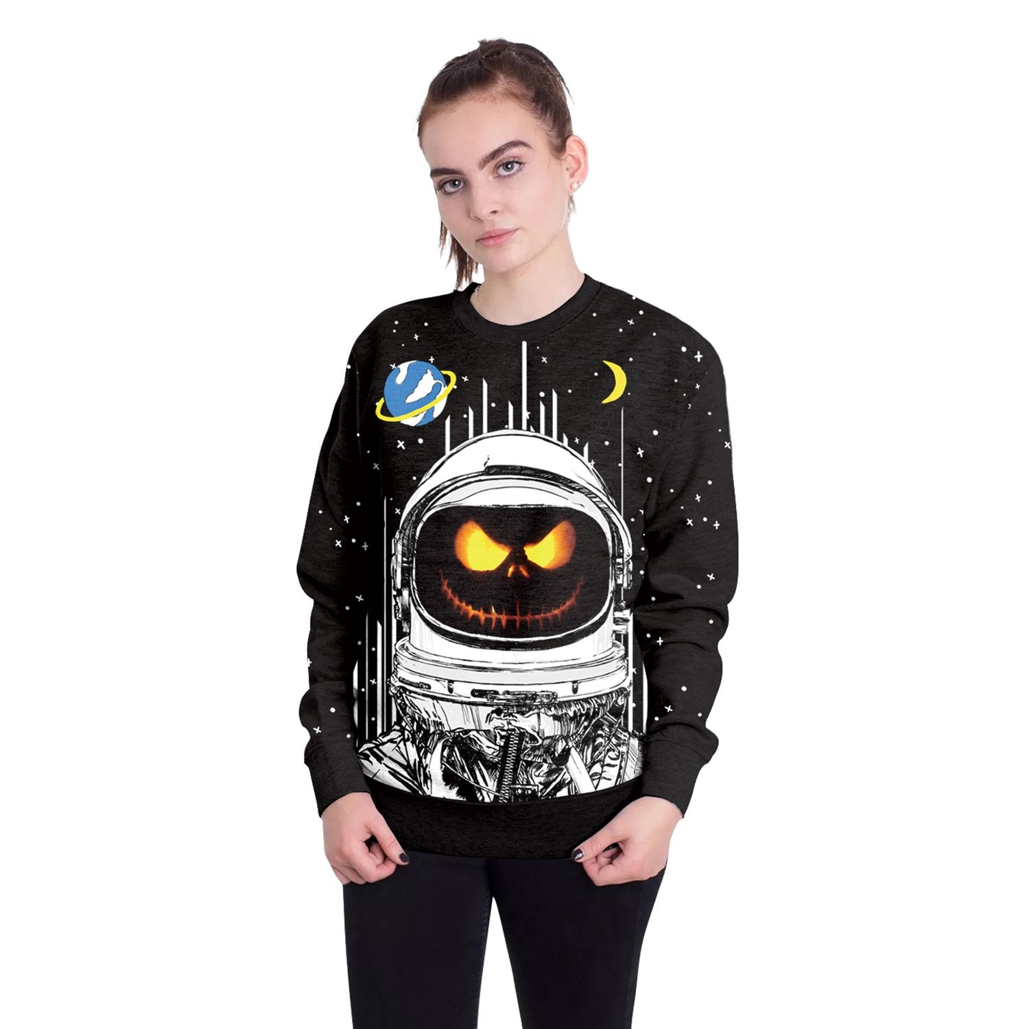Halloween Horror Dress Up Round Collar Sweater