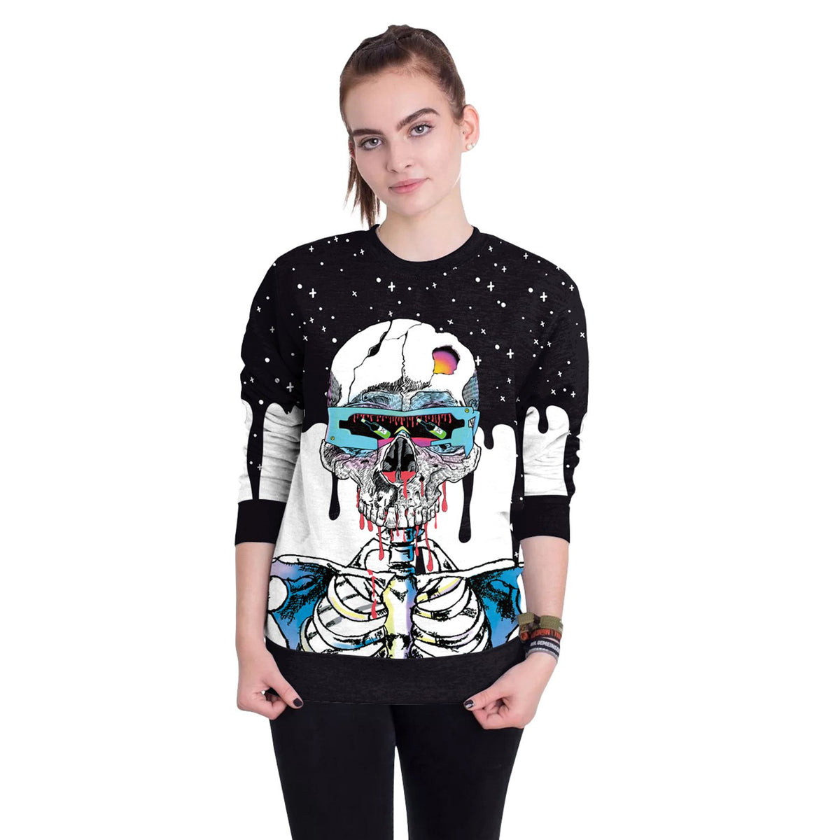 Halloween black and white crew neck Sweater