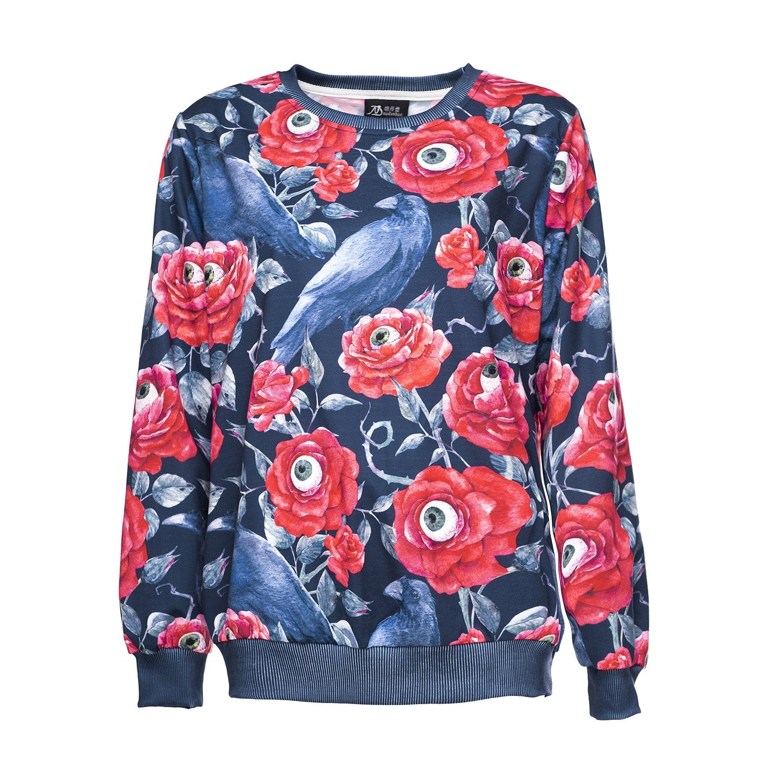 Halloween Eye Flower Round Neck Sweater