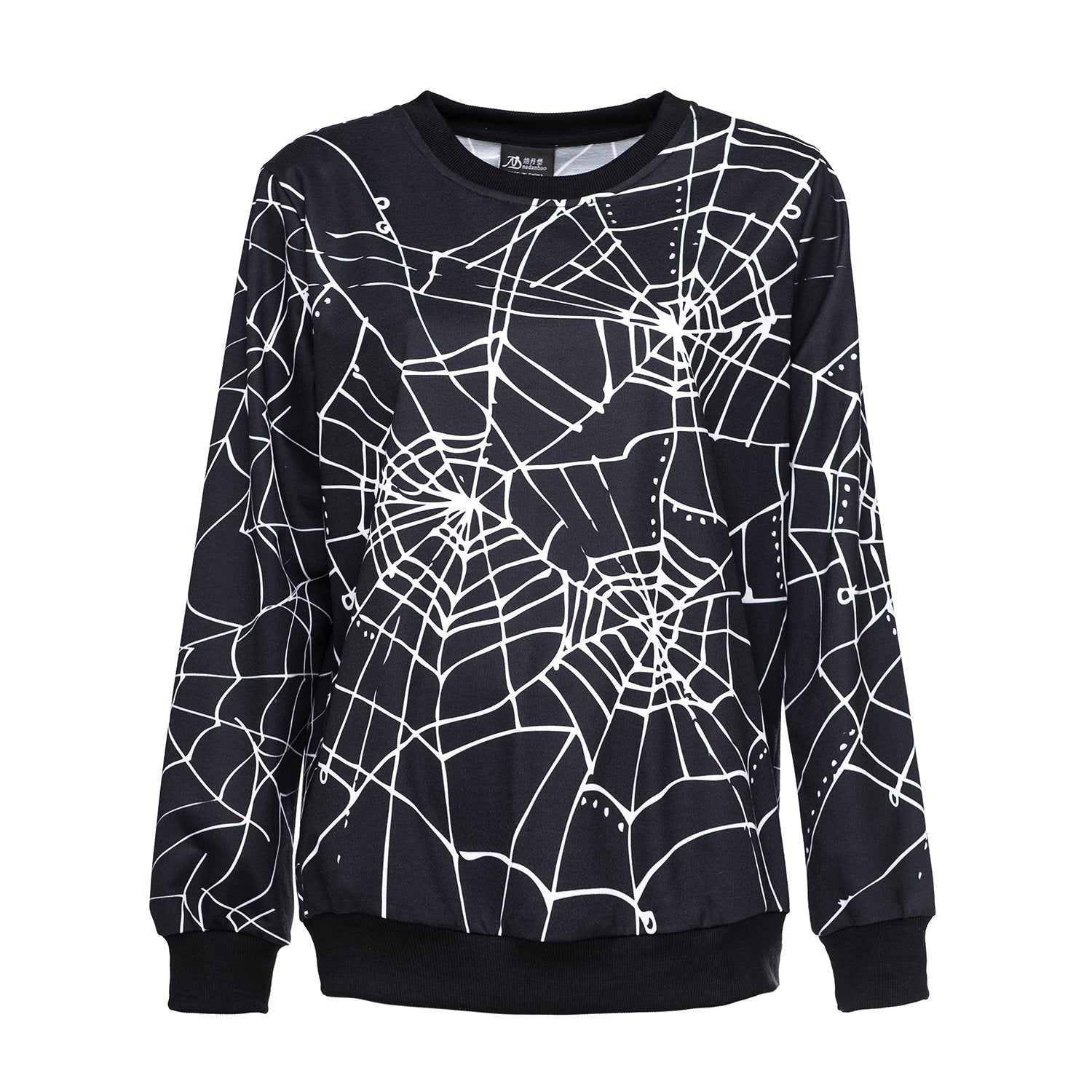 Halloween Horror Spider Web Dress Round Neck Sweater
