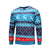 Christmas Sweatshirts -Blue Christmas Snowflake Deer Striped Pattern Icon 3D Sweatshirt