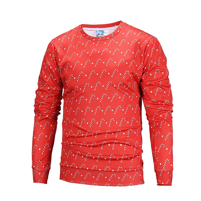 Christmas Sweatshirts - Red Christmas Striped Pattern Icon 3D Sweatshirt