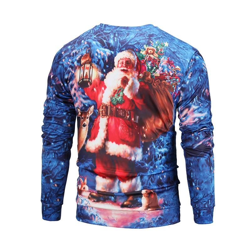 Christmas Sweatshirts - Happy Santa Watercolor Painting Striped Pattern 3D Sweatshirt