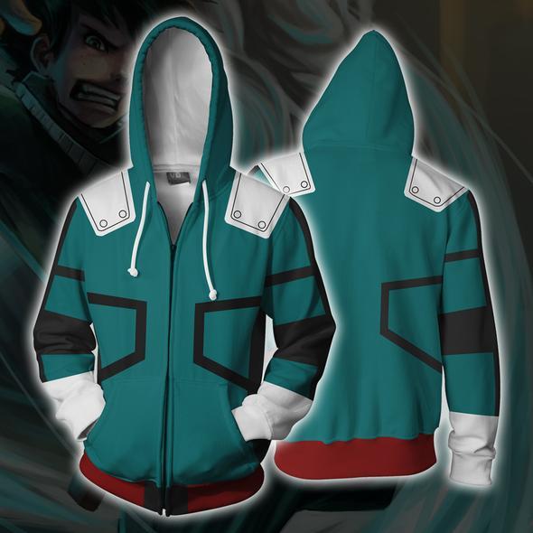 My Hero Academia Hoodies - Coslay Izuku Midoriya Boku No Hero Academia Deku Zip Up Hoodie