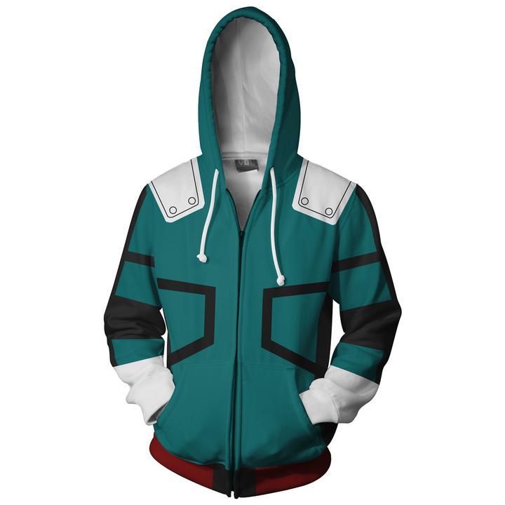 My Hero Academia Hoodies - Coslay Izuku Midoriya Boku No Hero Academia Deku Zip Up Hoodie