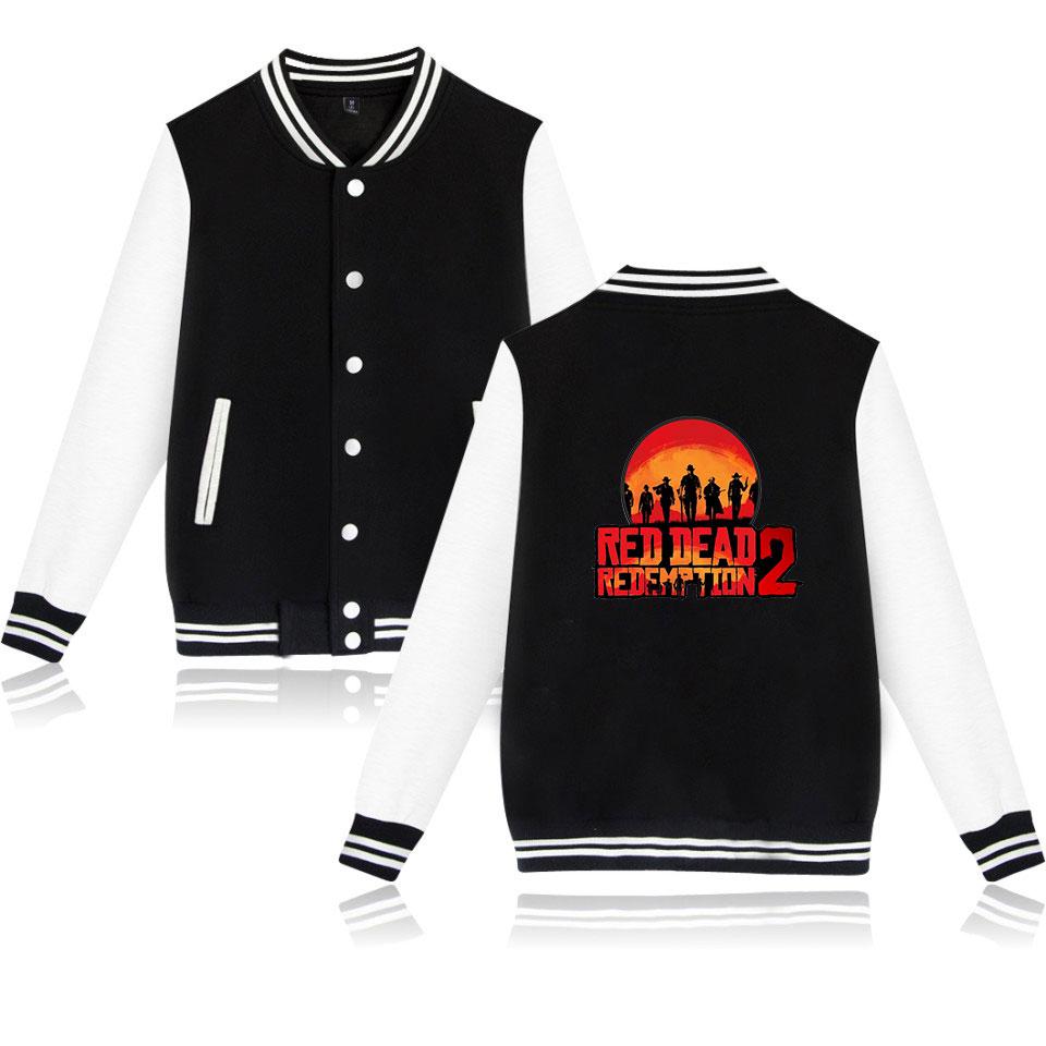 Red Dead Redemption 2 Baseball Jackets - Solid Color Red Dead Redemption 2 Game Icon Baseball Jacket