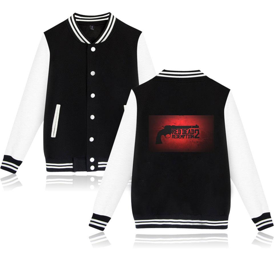 Red Dead Redemption 2 Baseball Jackets - Solid Color Red Dead Redemption Pistol Icon Baseball Jacket