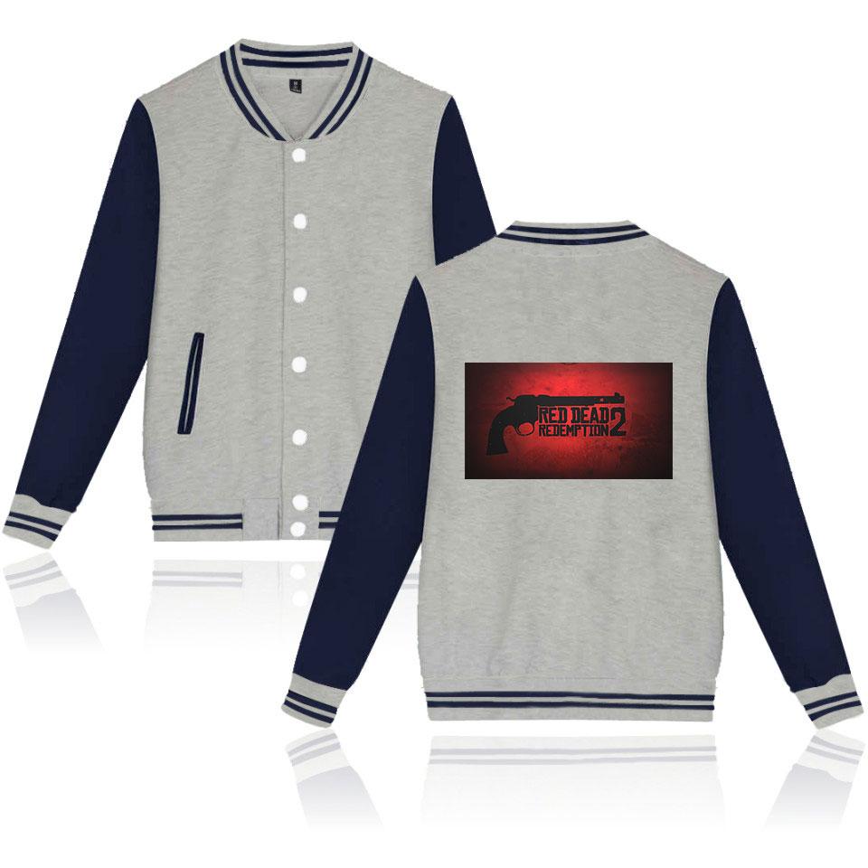 Red Dead Redemption 2 Baseball Jackets - Solid Color Red Dead Redemption Pistol Icon Baseball Jacket