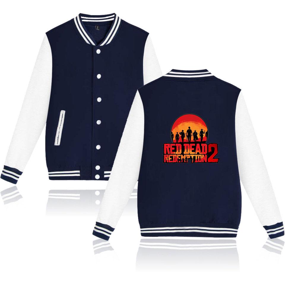 Red Dead Redemption 2 Baseball Jackets - Solid Color Red Dead Redemption 2 Game Icon Baseball Jacket