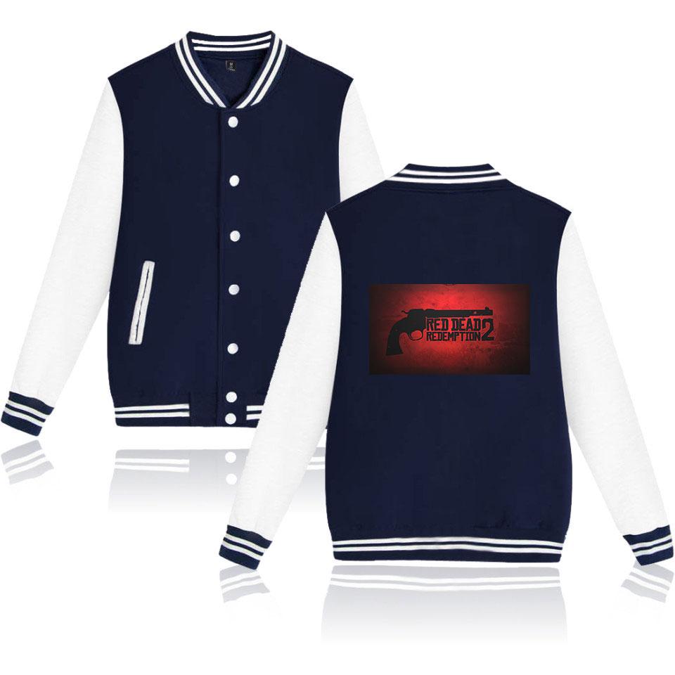 Red Dead Redemption 2 Baseball Jackets - Solid Color Red Dead Redemption Pistol Icon Baseball Jacket
