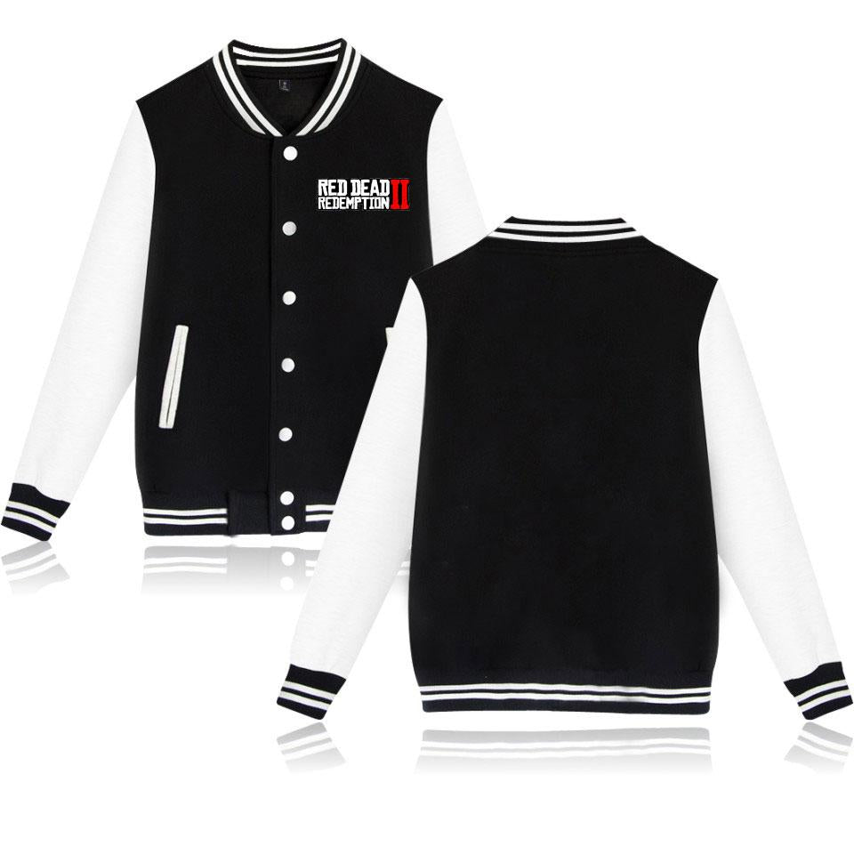 Red Dead Redemption 2 Baseball Jackets - Solid Color Red Dead Redemption 2 Game LOGO Icon Baseball Jacket