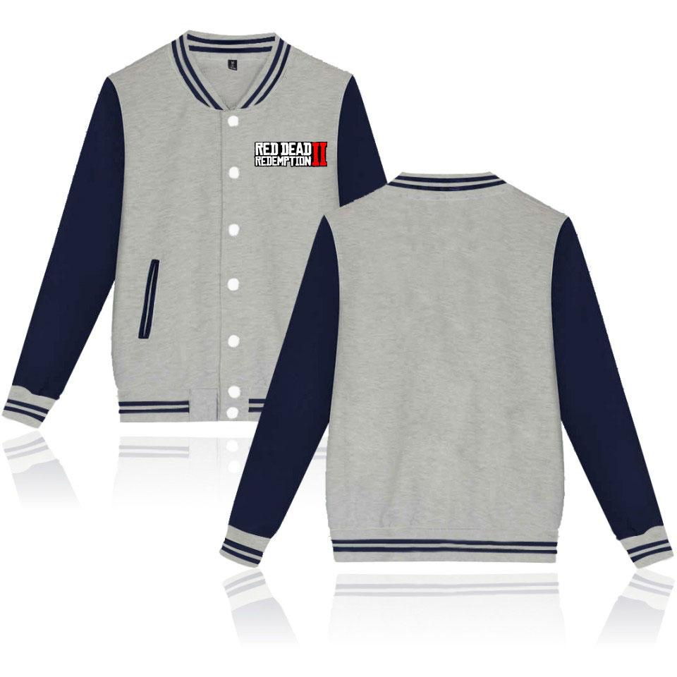 Red Dead Redemption 2 Baseball Jackets - Solid Color Red Dead Redemption 2 Game LOGO Icon Baseball Jacket