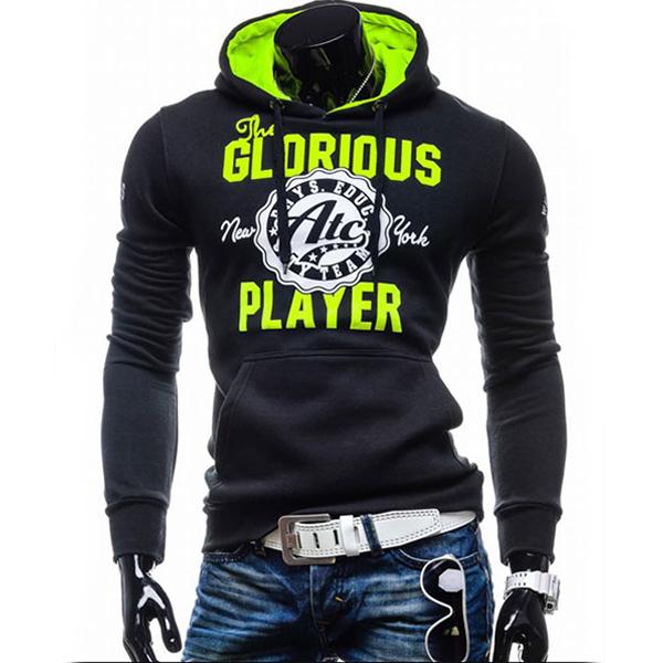 Solid Color Letter Printed Hoodies - Pullover Fleece Yellow Black Hoodie
