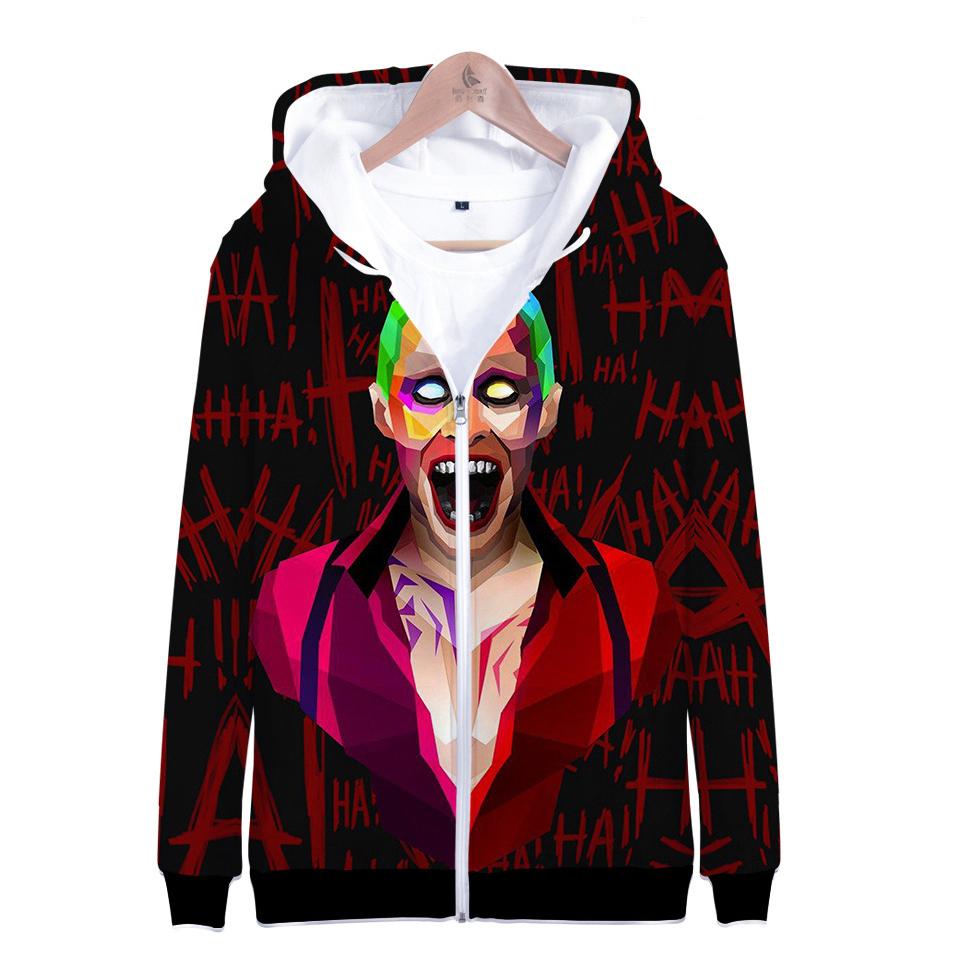 Suicide Squad Hoodies - Joker Series Crazy Joker Blood Red Unisex 3D Zip Up Hoodie