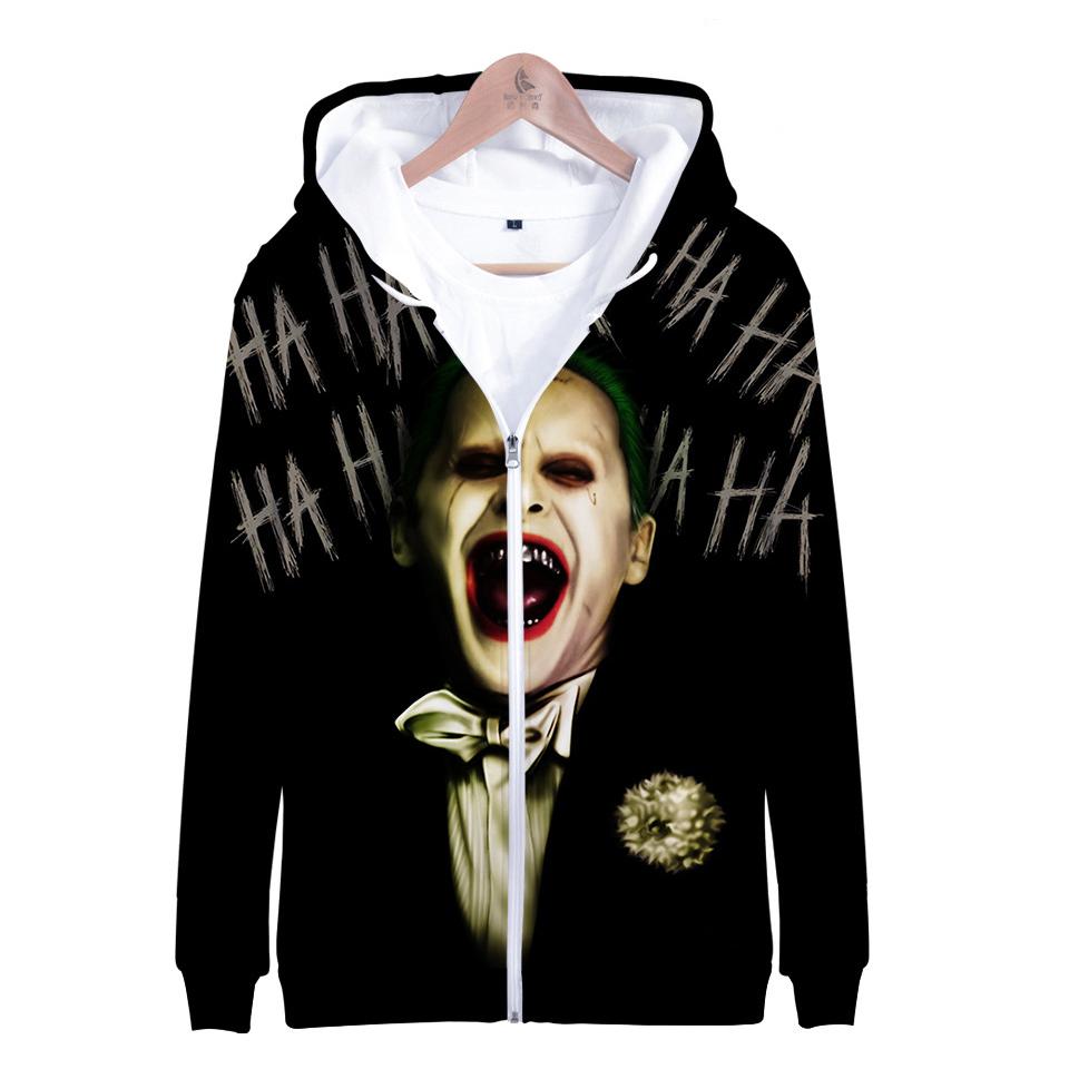 Suicide Squad Hoodies - Joker Series HAHA Terror Joker Black Unisex 3D Zip Up Hoodie
