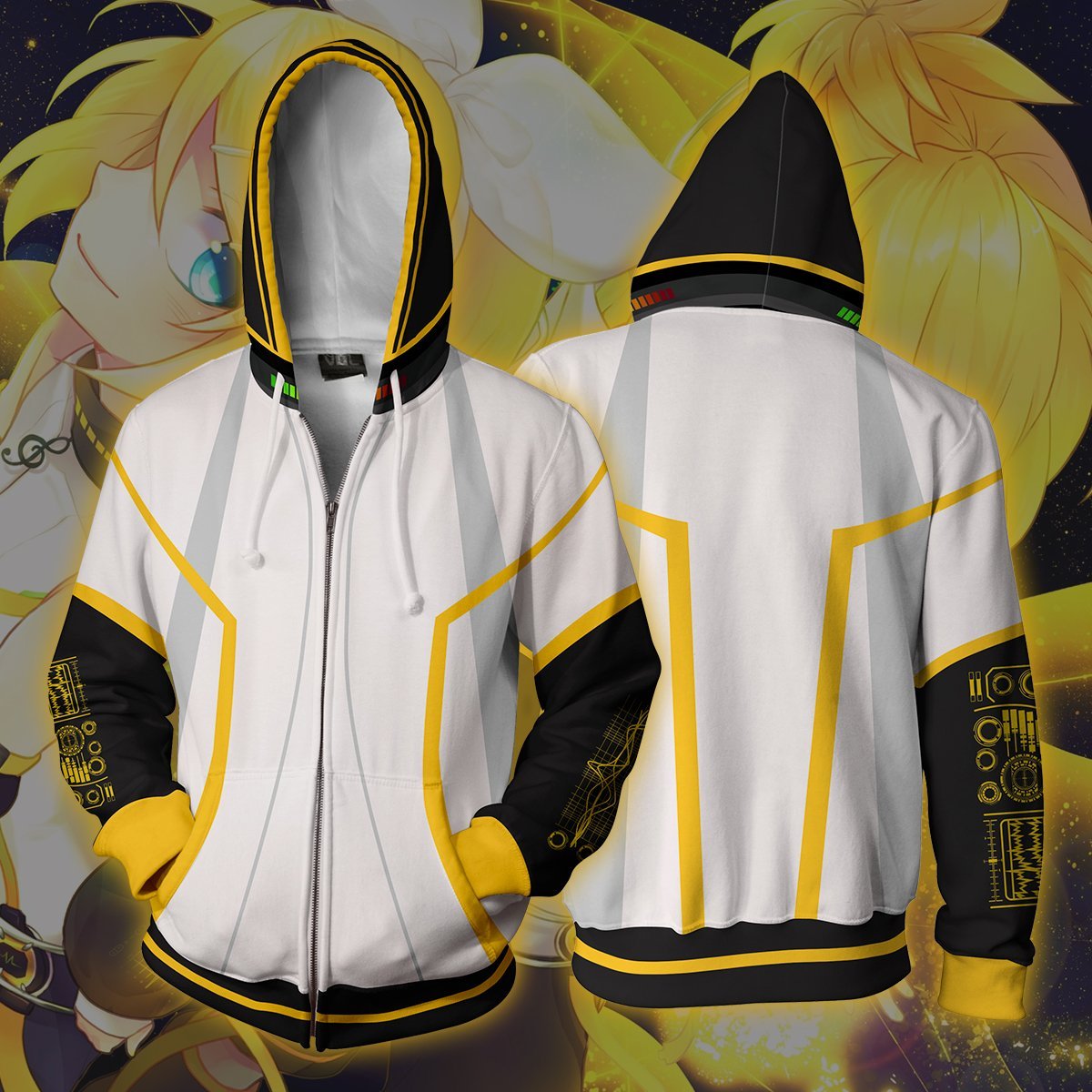 Vocaloid Kagamine Rin/Len Hoodies - Zip Up White Hoodie - HoodiesBuy