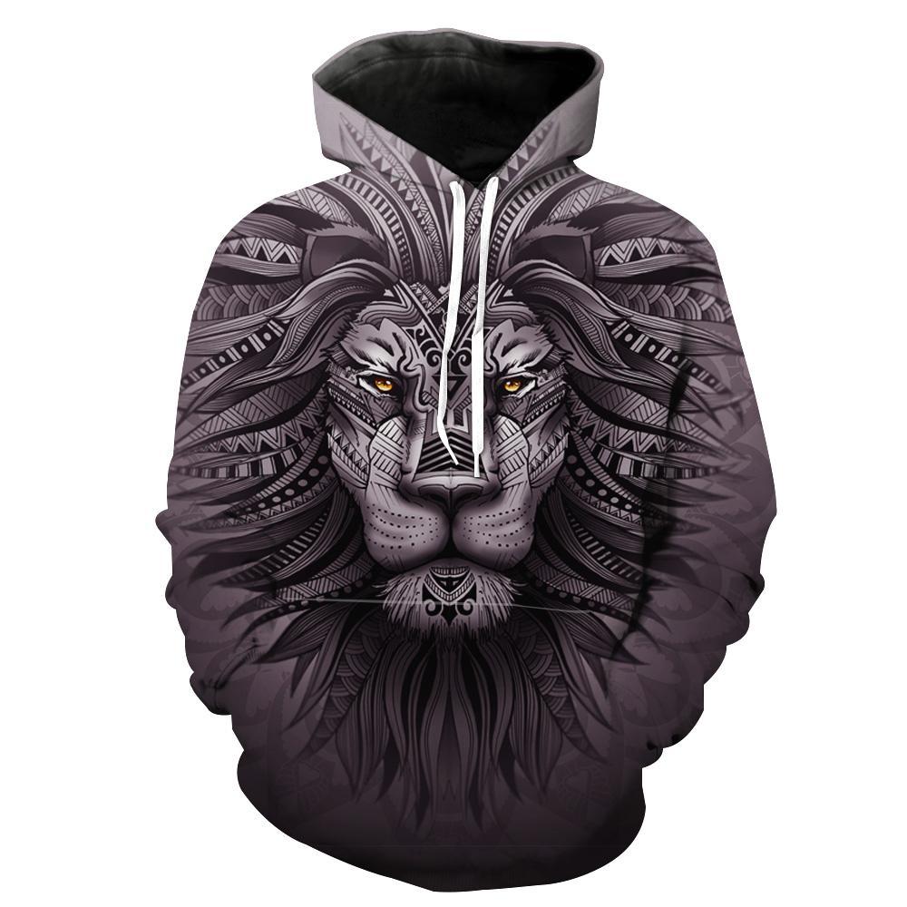 Lion Zion Hoodies - Epic Lion 3D Printed Grey Hoodie