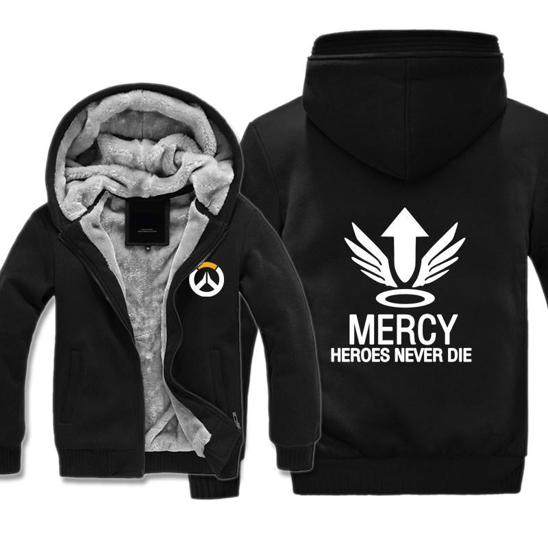 Overwatch Mercy Jackets - Zip Up Black Fleece Jacket